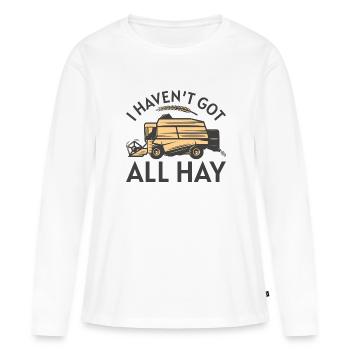 Je n’ai pas tout le foin - T-shirt manches longues Premium bio Femme - blanc - Devant - Julia (174cm)