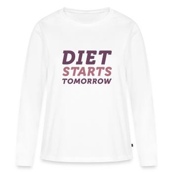 Le régime commence demain - T-shirt manches longues Premium bio Femme - blanc - Devant - Julia (174cm)