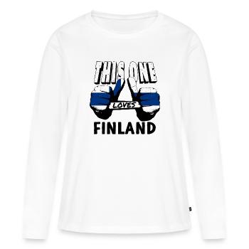 Finnland Flagge Suomi Finnische Fahne Used Look - Frauen Premium Bio Langarmshirt - Weiß - Vorne - Julia (174cm)