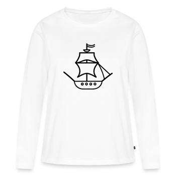 Bateau pirate - T-shirt manches longues Premium bio Femme - blanc - Devant - Julia (174cm)