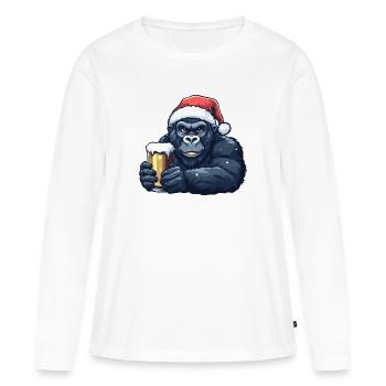 Bière de Noël Gorilla - T-shirt manches longues Premium bio Femme - blanc - Devant - Julia (174cm)