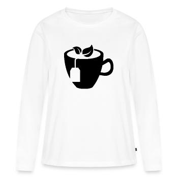 Tasse de thé - T-shirt manches longues Premium bio Femme - blanc - Devant - Julia (174cm)