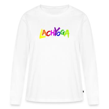 Lachyoga Lächeln Lebe Liebe Humor Happy Hour - Frauen Premium Bio Langarmshirt - Weiß - Vorne - Julia (174cm)