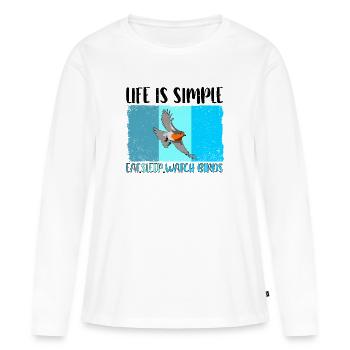 Observation des oiseaux Oiseaux Observation des oiseaux Oiseaux - T-shirt manches longues Premium bio Femme - blanc - Devant - Julia (174cm)