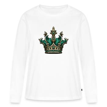 Couronne royale en couronne - T-shirt manches longues Premium bio Femme - blanc - Devant - Julia (174cm)