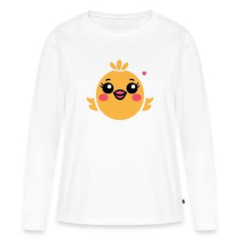 poussin - T-shirt manches longues Premium bio Femme - blanc - Devant - Julia (174cm)