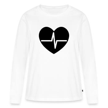 heartbeat - Women's Premium Organic Long Sleeve Shirt - white - Front - Julia (174cm)