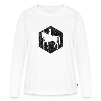 Dressage Équitation Cavaliers de dressage Équitation Équitation - T-shirt manches longues Premium bio Femme - blanc - Devant - Julia (174cm)