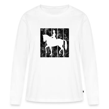 Dressur Dressurreiten Dressurreiter Reiten Pferd - Frauen Premium Bio Langarmshirt - Weiß - Vorne - Julia (174cm)