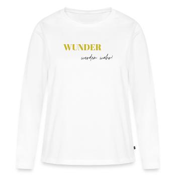 WUNDER werden wahr - Frauen Premium Bio Langarmshirt - Weiß - Vorne - Julia (174cm)