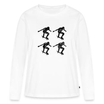 Skateboarder Skateboard Skater Skate Skateing - T-shirt manches longues Premium bio Femme - blanc - Devant - Julia (174cm)