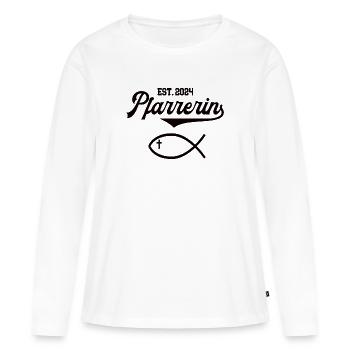 Pfarrerin est 2024 Fisch Symbol Christentum Kirche - Frauen Premium Bio Langarmshirt - Weiß - Vorne - Julia (174cm)