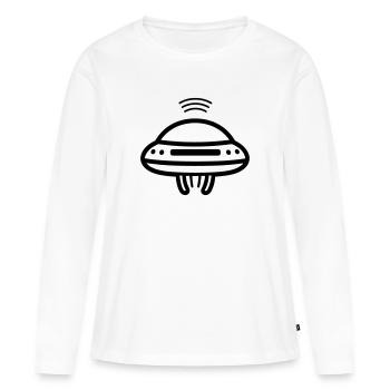 soucoupe volante - T-shirt manches longues Premium bio Femme - blanc - Devant - Julia (174cm)