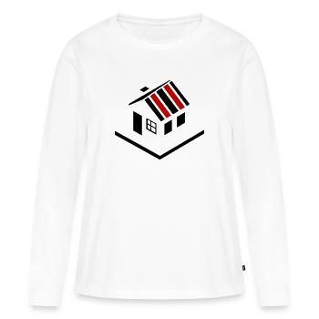 Propriété de la maison Icône Logo - T-shirt manches longues Premium bio Femme - blanc - Devant - Julia (174cm)