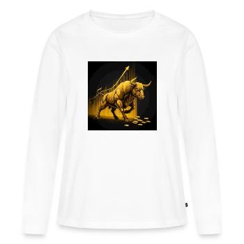 Golden Bull - Succès, Richesse, Argent, Marché boursier - T-shirt manches longues Premium bio Femme - blanc - Devant - Julia (174cm)