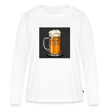 L’amour des chopes de bière – entre tradition et tendance - T-shirt manches longues Premium bio Femme - blanc - Devant - Julia (174cm)
