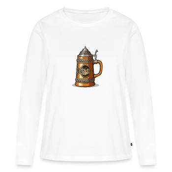Une blonde fraîche dans une chope de bière traditionnelle - T-shirt manches longues Premium bio Femme - blanc - Devant - Julia (174cm)