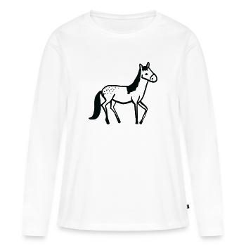 Helga le cheval - T-shirt manches longues Premium bio Femme - blanc - Devant - Julia (174cm)