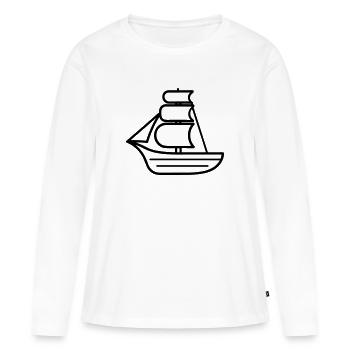 Bateau pirate - T-shirt manches longues Premium bio Femme - blanc - Devant - Julia (174cm)