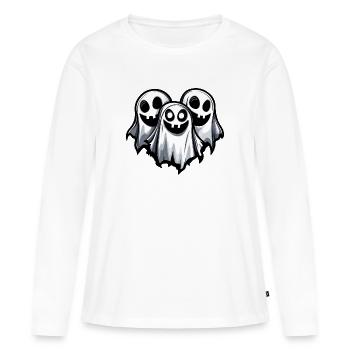 Fantômes Halloween Fantôme - T-shirt manches longues Premium bio Femme - blanc - Devant - Julia (174cm)