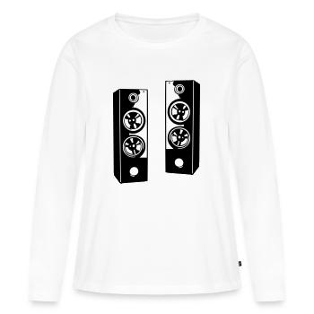 Haut-parleurs, système audio musical - T-shirt manches longues Premium bio Femme - blanc - Devant - Julia (174cm)