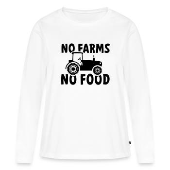 Pas de fermes, pas de nourriture ou de nourriture. Tracteur - T-shirt manches longues Premium bio Femme - blanc - Devant - Julia (174cm)