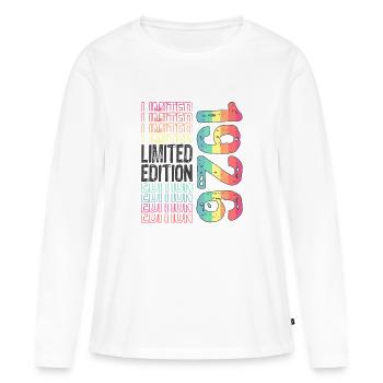 Edition limitée depuis 1926 Anniversaire Millésime 1926 - T-shirt manches longues Premium bio Femme - blanc - Devant - Julia (174cm)