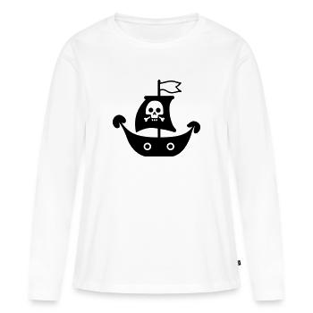 Bateau pirate - T-shirt manches longues Premium bio Femme - blanc - Devant - Julia (174cm)