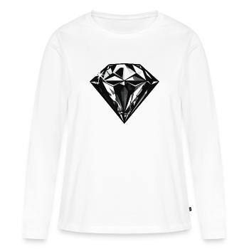 Symbole de bijou en diamant - T-shirt manches longues Premium bio Femme - blanc - Devant - Julia (174cm)