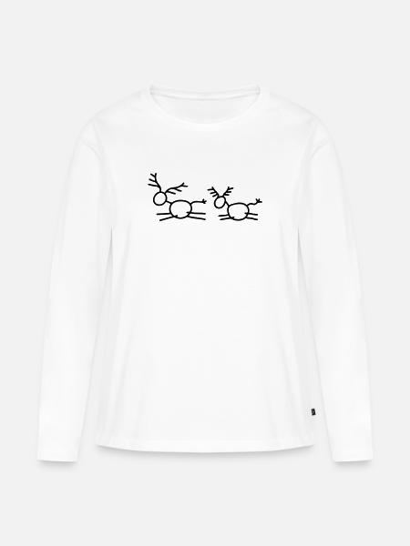 2 Springende Hirsche - Frauen Premium Bio Langarmshirt - Weiß