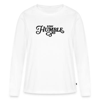 Restez humble - T-shirt manches longues Premium bio Femme - blanc - Devant - Julia (174cm)