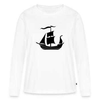 Bateau pirate - T-shirt manches longues Premium bio Femme - blanc - Devant - Julia (174cm)