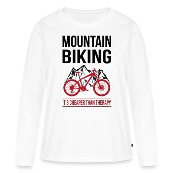Mountainbike Mountainbiker Mountainbiken Geschenk - Frauen Premium Bio Langarmshirt - Weiß - Vorne - Julia (174cm)