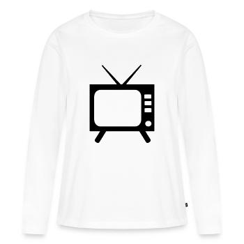 TV - téléviseur - T-shirt manches longues Premium bio Femme - blanc - Devant - Julia (174cm)