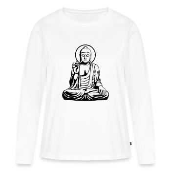 Young Buddha No.1_2c - Frauen Premium Bio Langarmshirt - Weiß - Vorne - Julia (174cm)
