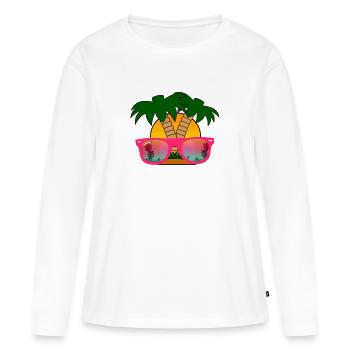 Sommerzeit! Sonnenbrillen & Palmen - Frauen Premium Bio Langarmshirt - Weiß - Vorne - Julia (174cm)