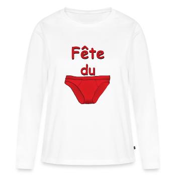 fête du slip - T-shirt manches longues Premium bio Femme - blanc - Devant - Julia (174cm)