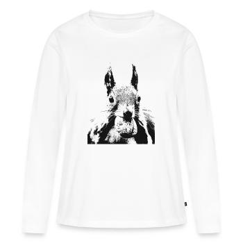 Écureuil - T-shirt manches longues Premium bio Femme - blanc - Devant - Julia (174cm)
