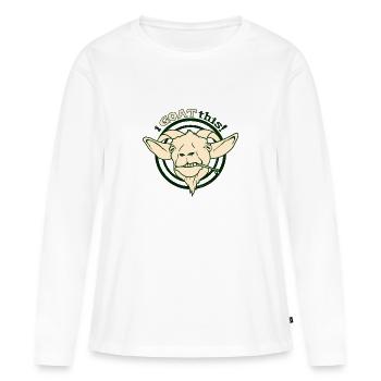 Lustiges Spiel auf Wort-Ziegen-Tier - Frauen Premium Bio Langarmshirt - Weiß - Vorne - Julia (174cm)