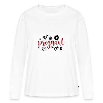 pregnant baby child born birth gift idea - Women's Premium Organic Long Sleeve Shirt - white - Front - Julia (174cm)
