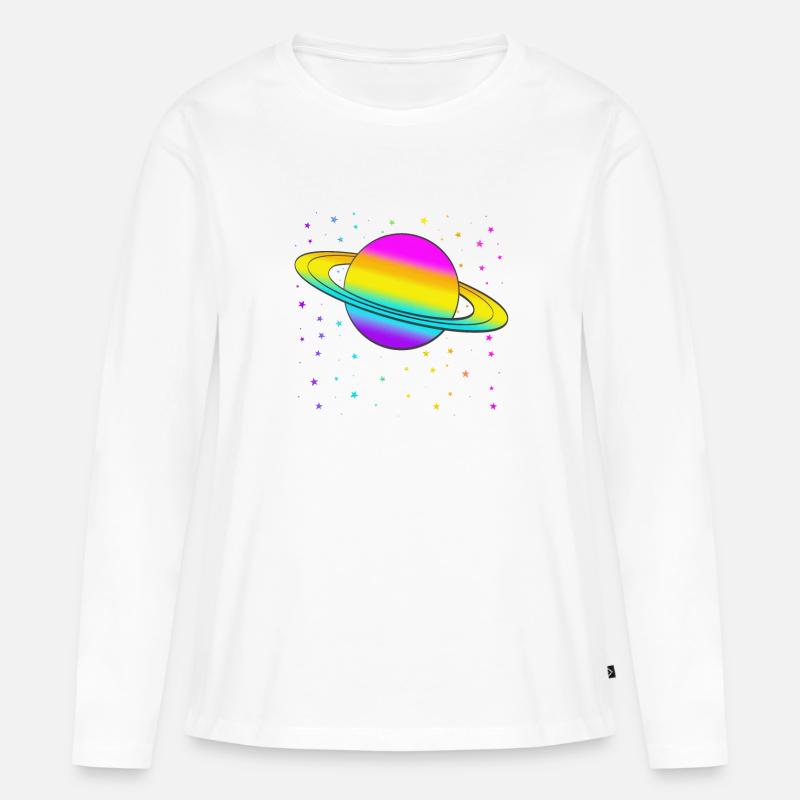 Saturn - Frauen Premium Bio Langarmshirt - Weiß