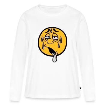 cercle de dessin animé visage dessin animé rond soleil épuisé - T-shirt manches longues Premium bio Femme - blanc - Devant - Julia (174cm)
