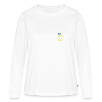 Bague de fiançailles bague de fiançailles mariage mariée - T-shirt manches longues Premium bio Femme - blanc - Devant - Julia (174cm)