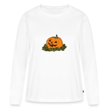 Joyeux halloween - T-shirt manches longues Premium bio Femme - blanc - Devant - Julia (174cm)