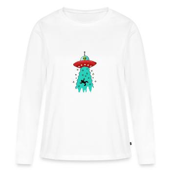 Ufo Alien Abduction Obtenir un perdant - T-shirt manches longues Premium bio Femme - blanc - Devant - Julia (174cm)