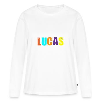 Lucas - T-shirt manches longues Premium bio Femme - blanc - Devant - Julia (174cm)