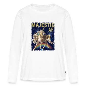 AF MAJESTIQUE - T-shirt manches longues Premium bio Femme - blanc - Devant - Julia (174cm)