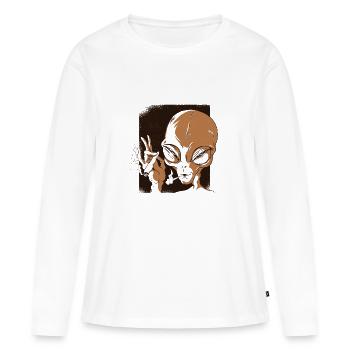 La meilleure herbe est cultivée sur Mars! - T-shirt manches longues Premium bio Femme - blanc - Devant - Julia (174cm)