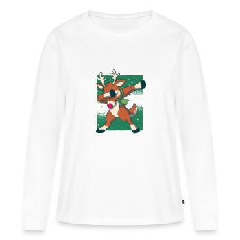 Cool and modern Christmas, dancing stag - Women's Premium Organic Long Sleeve Shirt - white - Front - Julia (174cm)