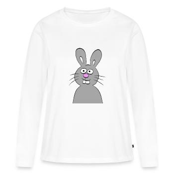Drôle de lapin - T-shirt manches longues Premium bio Femme - blanc - Devant - Julia (174cm)